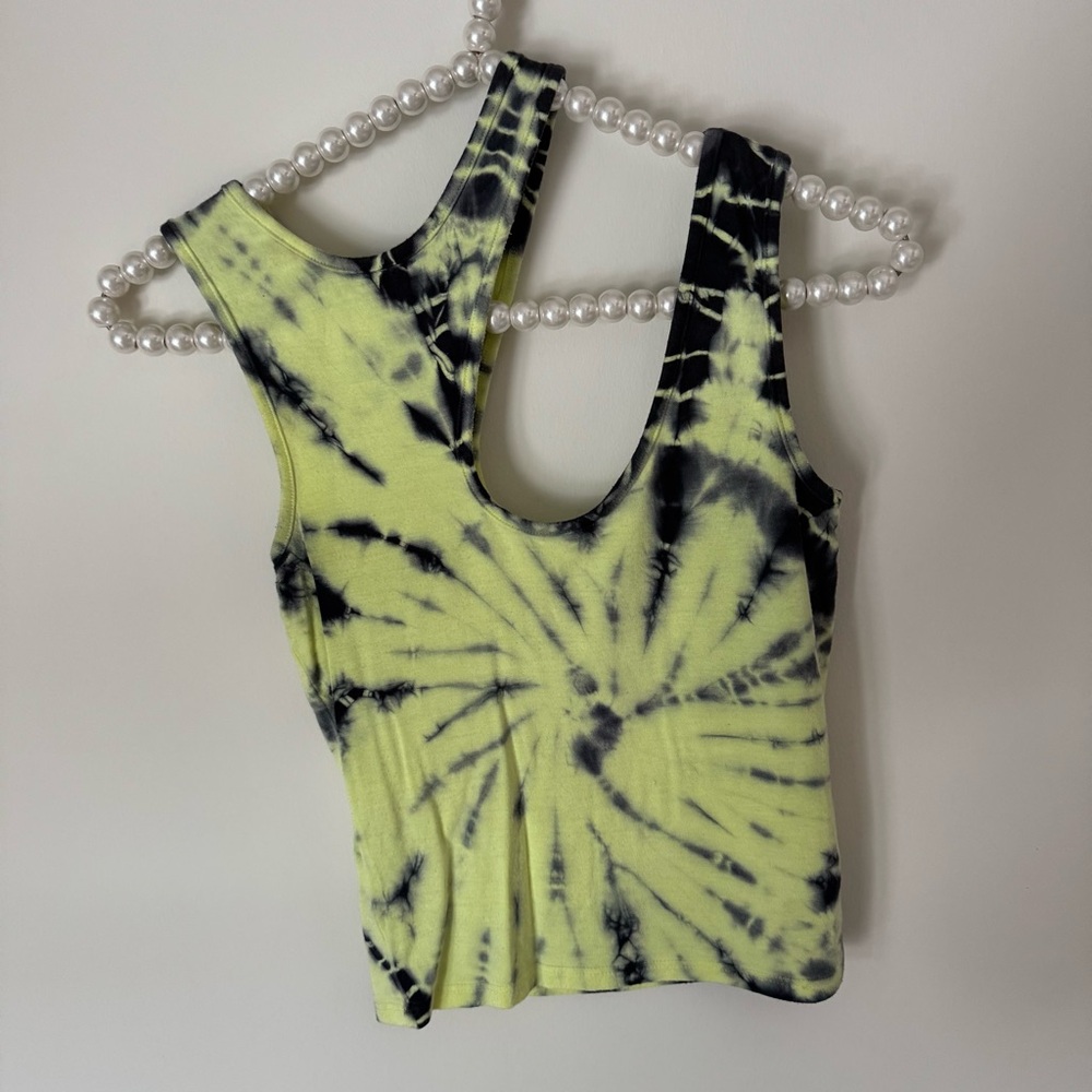 LF green and black tie dye cut out tank